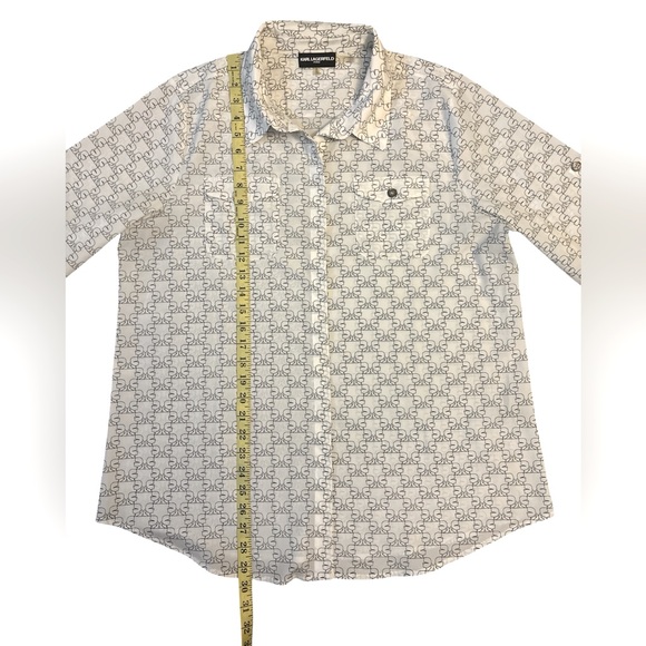 Karl Lagerfeld Paris Printed Button Front Blouse XL - Picture 7 of 9